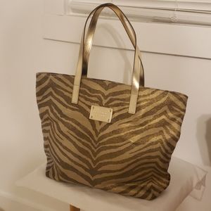 NWOT MICHAEL KORS gold and brown zebra print bag